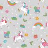 Christmas Jersey Fabric | Festive Unicorn Light Grey