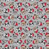 Christmas Jersey Fabric | Festive Pug Silver Grey