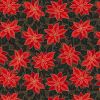 Yuletide Lewis & Irene Fabric | Poinsettia Black Gold Metallic
