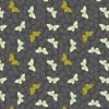 Sakura Lewis & Irene Fabric | Butterflies On Charcoal - Gold Metallic