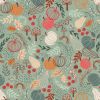 Snuggle Up Season Flannel Lewis & Irene | Pumkins On Light Jade