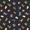 Purrfect Book Club Lewis & Irene Fabric | Scattered Cats & Books Dark