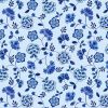 Lewis & Irene Porcelain & Seaglass Fabric by Stuart Hillard | Inky Floral Trails Light Blue