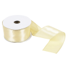 Wire Edged Single Face Satin Ribbon | Light Gold, 63mm x 25m Roll