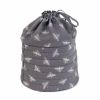 Craft Bag: Round: Drawstring: Grey Bees