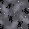 Cast A Spell Lewis & Irene Fabric | Flying Witches Grey Silver Metallic