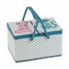 Sewing Box (L): Twin Lid: Appliqué Lid: Cats