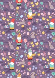 Spring Treats Fabric | Spring Gnomes Dark Lavender