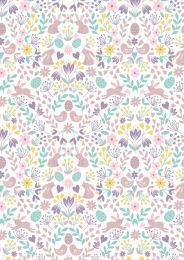 Spring Treats Fabric | Mirrored Bunny & Chicks Cream