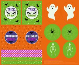 Haunted House Fabric | Glow In The Dark Treat Bag Panel Orange