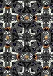 Haunted House Fabric | Glow In The Dark Hats, Cats & Bats Black