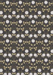 Lewis & Irene Honey Bee Fabric | Clover Charcoal - Gold Metallic