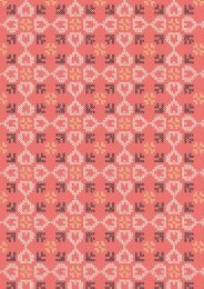 Lewis & Irene Folk Floral Fabric | Cross Stitch Hearts Coral