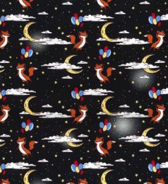 Cotton Print Fabric | Floating Fox Black