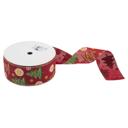 Premium Wire Edged Ribbon | Bauble Trees, 63mm