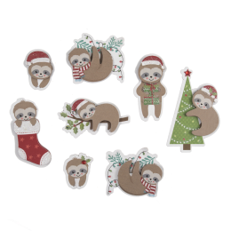 Christmas Embellishments | Festive Sloths, 8pcs