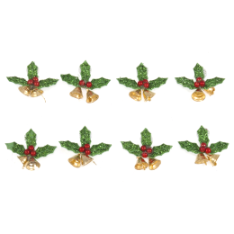 Christmas Embellishments | Holly With Bells, 8pcs