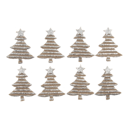 Christmas Embellishments | Silver Glitter Trees, 8pcs