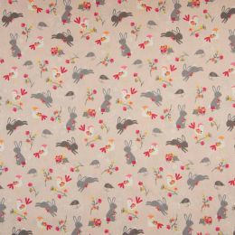 Spring Animals Cotton Fabric | Light Salmon