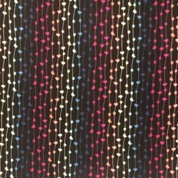 Winceyette Fabric | Heart Streamers Black