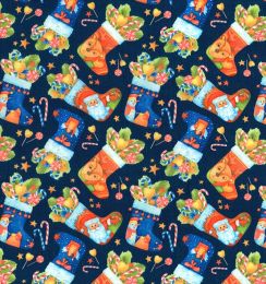 Christmas Fun Fabric | Full Christmas Stockings Navy