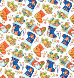Christmas Fun Fabric | Full Christmas Stockings White