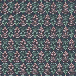 Majolica Lewis & Irene Fabric | Floral Stems Dark Blue