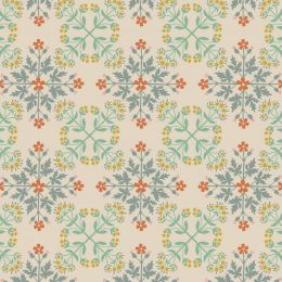 Majolica Lewis & Irene Fabric | Floral Tile Dark Cream