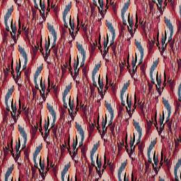 Cotton Sateen Print Fabric | Ikat Wine Red