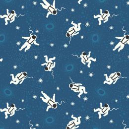 Space Glow Lewis & Irene Fabric | Astronauts Blue Glow
