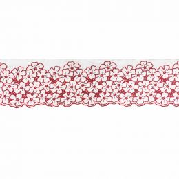 Premium Egyptian Cotton Broderie Anglaise Lace - Floral Red