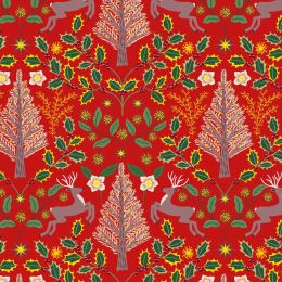 Yuletide Lewis & Irene Fabric | Yuletide Red Gold Metallic
