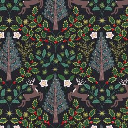 Yuletide Lewis & Irene Fabric | Yuletide Black Gold Metallic