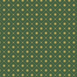 Yuletide Lewis & Irene Fabric | Stars Green Gold Metallic