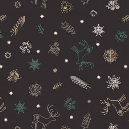 Saariselkä Lewis & Irene Fabric | Arctic Forest Charcoal