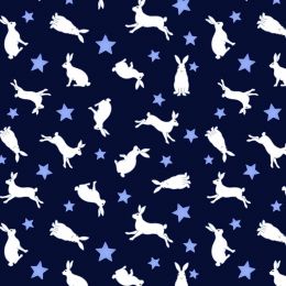 Tomtens Forest Friends Lewis & Irene Fabric | Hares Dark Navy