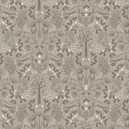 Winter In Bluebell Wood Lewis & Irene Flannel | Forest Animals Cappuccino