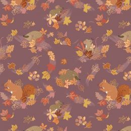 Cassandra Connolly Squirrelled Away Fabric | Hide & Squeak Mauve Taupe