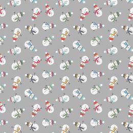 Snow Day Flannel Lewis & Irene | Scattered Snowmen Grey