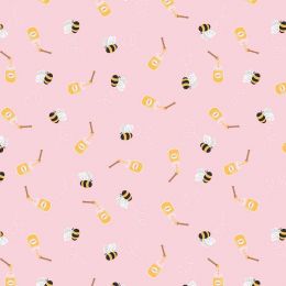 Teddy Bear's Picnic Lewis & Irene Fabric | Honey Bee Pink