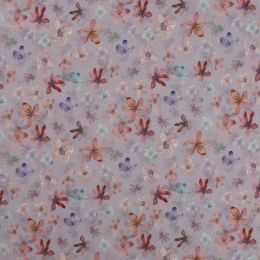 Organic Jersey Fabric | Small Waterflowers Dusty Lavender