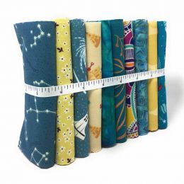 Quilting Fat Quarter Bundle | Curated 'Scraps' 10 Fat Qs! - Teals & Yellows