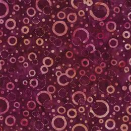 Prismatic Colour Splash Batik Fabric | Floating Circles Burgundy