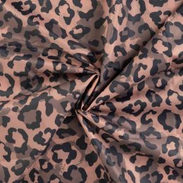 Printed Waterproof Raincoat Fabric | Leopard Taupe