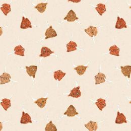 Highlands Lewis & Irene Fabric | Highland Cows Light Cream