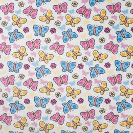 Cutie Velour Fabric | Butterflies Off White