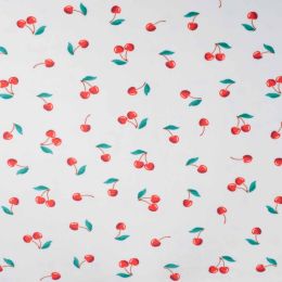 Cutie Velour Fabric | Cherries Off White