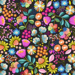 Creative Landscapes Lewis & Irene Fabric | Flowers Black