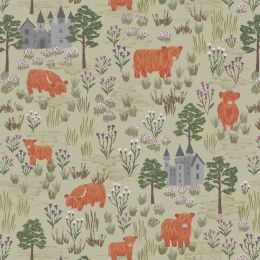Loch Lewis Flannel Lewis & Irene | Castles & Highland Cattle Light Sage