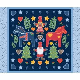 Tomtens Folklore Christmas Lewis & Irene | Quilt Panel Dark Blue